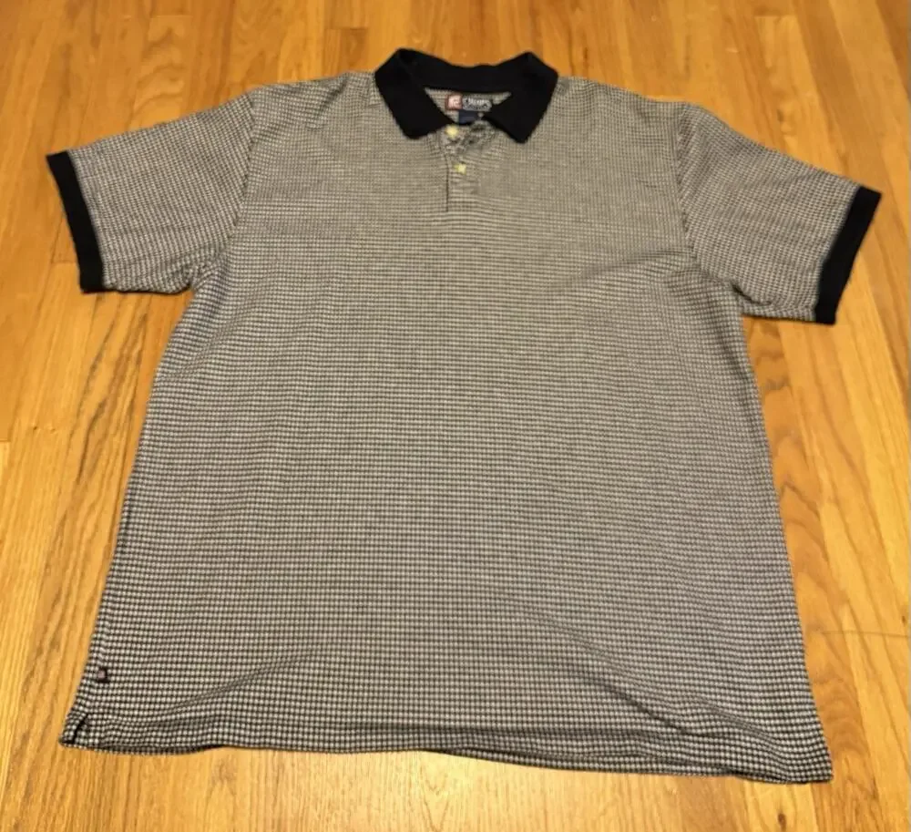 VTG 90s Chaps Ralph Lauren Polo Mens Blue Checkered Short Sleeve Golf Sz XXL